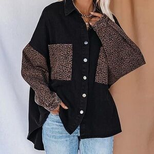 12th Tribe Women's Tan and Black Shacket